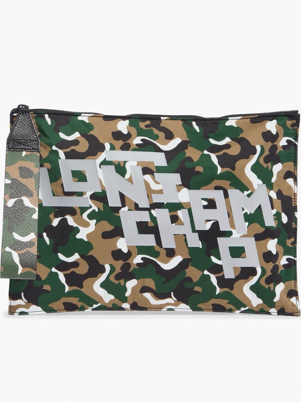 Longchamp Camouflage Logo Toiletry Pouch - Green/Brown/Black/White